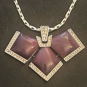 Rare 1978 Givenchy lucite & rhinestone pendant & Givenchy chain link necklace.